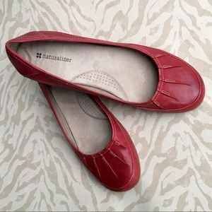 Naturalizer Red Leather Flats, Size 10M